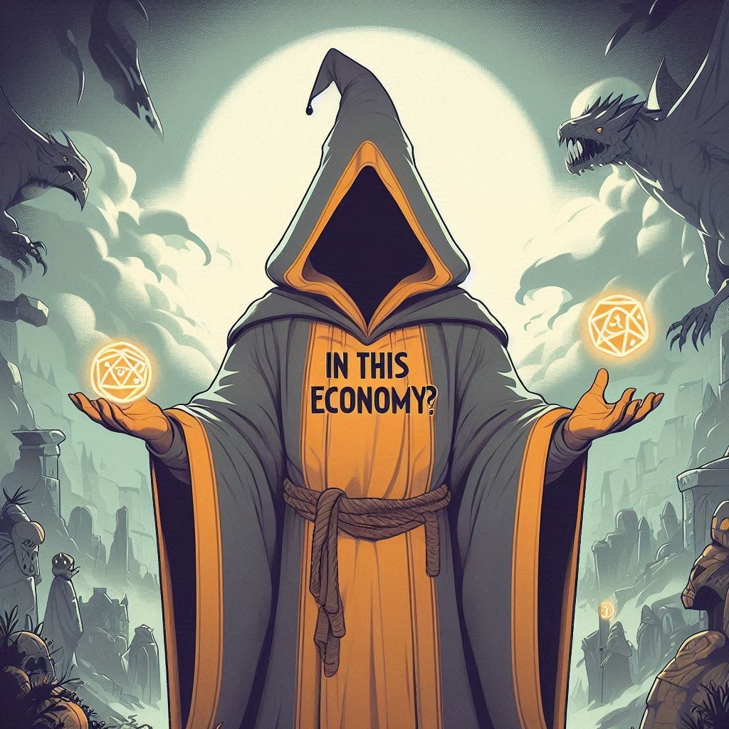 an image of a wizard holding stuff